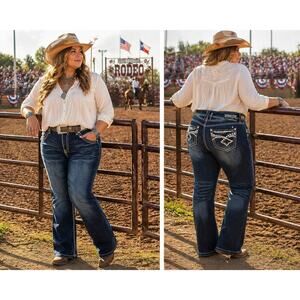 Hydraulic Bailey Micro Bootcut Jeans Size 18 Embellished Pockets Western Boho